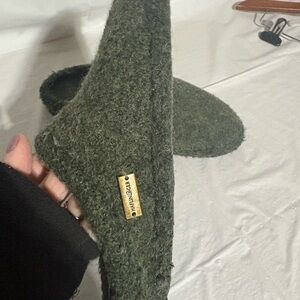 Haflinger Forest Green Wool Slippers